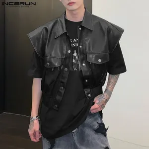 Men's Vests INCERUN 2023 Men Waistcoats Tassel Patchwork Lapel Sleeveless Button Casual Streetwear Fashion Male Thin S-5XL