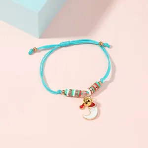 Charm Bracelets Christmas Moon Bell Bracelet For Women Cute Santa Tree Sock Garlanded Adjustable Braided Halloween Jewelry Gift