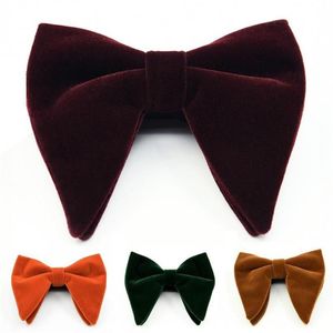 Bow Ties Fashion Velvet Big Bowties Kadınlar İçin Erkek Damat Düğün Kravat Sıska Düz Renk Gravatas İnce Siyah Cravat Accessories2782