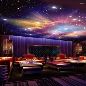 Sfondi Murales personalizzati 3D Stella Nebulosa Cielo notturno Pittura murale Soffitto Vaiolo Carta da parati Camera da letto TV Sfondo Tema galassia