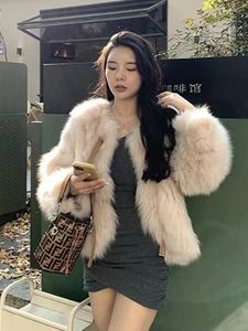 Women's Trench Coats 2023 Autumn/Winter Real Time Shoot Of European And American Mixed Color Hair Artificial Imitation Fur Short Coat