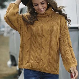 女性用セーター秋と冬のハイカラーセータープルオーバー揚げ生地のねじれを編む大きなゆるいスキニー272525