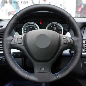 Steering Wheel Covers HKOADE DIY Black High Soft Artificial Leather Anti-slip Car Steering Wheel Cover for BMW E70 X5 M 2010-2013 E71 X6 M 2010-2014 Q231016