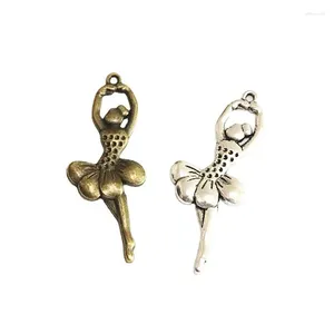 Charms 20 Pieces/Lot 51.2 20.5MM Vintage Accessories Antique Silver Plated Bronze Color Ballet Girl Pendant For Jewelry Making