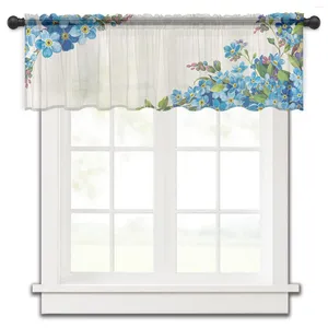 Kurtyna niebieska nie zapomnij o akwarelu kwiaty małe okno Valance Sheer Short Sypiria Home Decor Drape Drapes