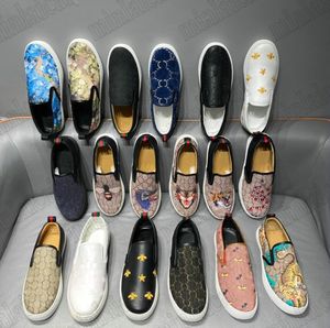 Com Caixa Masculino ACE Sneaker Dublin Bengal Tiger Black Snake Slip-on Bee Star Bordado Angry Cat Wolf Tênis Sapatos casuais de couro listrado Monogramas Blooms Mocassins