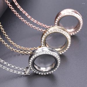 Pendant Necklaces 25mm Round Glass Floating Charms Locket Necklace Memory Po Relicario For Women Gift Jewelry