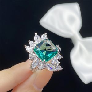 Kobiety biżuteria ślubna Zestaw szmaragd niebieski zielony kryształowy cyrkon diamentowy otwartym pierścień wisiant Naszyjnik