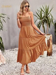 Casual Dresses Jastie Sleeveless Strap For Women 2023 Summer Backless Sexy Beach Holiday A-Line Elegant Long Dress Vestidos