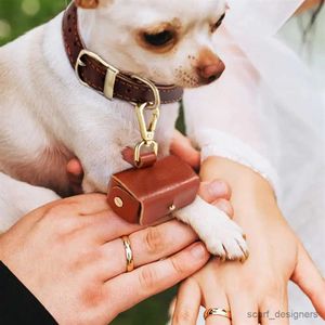 Jewelry Boxes Mini Leather Ring Storage Box Wedding Ring Bag Pet Dog Neck Collar Pendant Snap Fastener 5.5x3x2.5cm New R231016