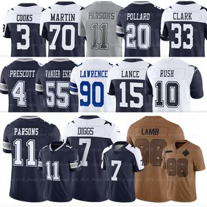 2024 Novo Micah Parsons Dallases Cowboyes Jersey de futebol dak Prescott Tony Pollard Brandin Cooks DeMarcus Lawrence Luke Schoonmaker Michael Gallup Cooper Rush Ric