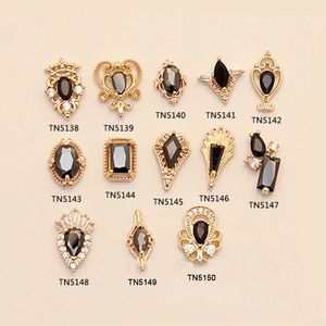 Decorazioni per nail art 10 pezzi in metallo nero con zirconi gioielli punta delle dita diamante decorazione giapponese stile punk ornamenti per manicure 231013