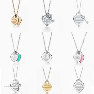 Designers Design Fashion Goes with Everything Classic Home High S925 Sterling Silver Double Heart Charm Drop Glue Set Diamond Plated Love Necklace X57y