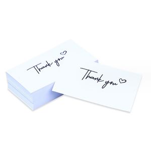 8.6*5.2cm White Color Thank You Paper Greeting Cards For Business Office Package Stationery Message Baking Shop Supplies