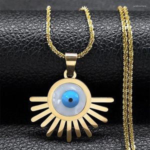 Anhänger Halsketten Kokette Ästhetische Türkische Blaue Auge Sonne Choker Halskette Für Frauen Männer Edelstahl Vintage Glück Kette Schmuck Kragen