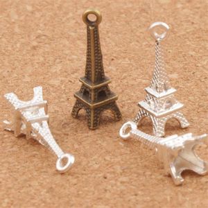 3D Paris Eyfel Tower Alaşım Küçük Takılar Kolyeler 100 PCS Lot Mic Bronz Gümüş Kaplama Şık 22mm 4mm L4482675