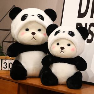 Plush Dolls Kawaii Panda Plush Toy Soft Stuffed Bear Turn Into Panda Animal Doll Lovely Style Sleeing Pillow Cushion for Children 231016