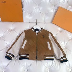 marca outono bebê casacos contraste costura design manga comprida crianças jaqueta tamanho 100-150 cm ouro escuro impressão uniforme de beisebol para meninos set25