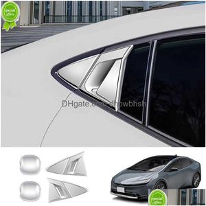 För Prius 60 Series 2023 2024 ABS Black Carbonfiber bakre dörrhandtag skålram triangel trim yttre tillbehör släpp leverans