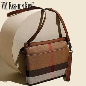Can VM FASHION KISS Canvas + Accommodate Leather Women Clutch Bag Striped Wrist A4 Messenger Wallet And Handbag Money Purse