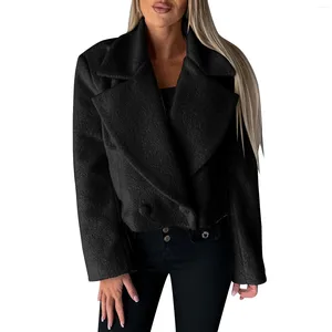 Kvinnors jackor kvinnor 2023 Autumn Winter Fashion Coats Lapel Jacket Långärmrock Rain Snow Women Electric