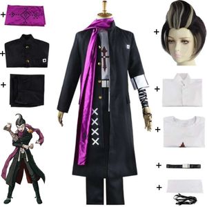 Cosplay Anime Gioco Danganronpa Tanaka Gandamu Costume Cosplay Parrucca Trench e Impermeabili Camicia Pantaloni Gilet Hallowen Festa di Carnevale Adulto Uniforme Vestito