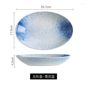 Plates Japanese Style 10" Porcelain Serving Bowls Dishes For Party Salad Side Dish Pasta Curry Rice Oval Shape Multi Colors