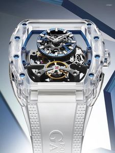 Armbanduhren Bonest Gatti 2023 Mode Vollautomatische Herrenuhr Luxus 45mm Skeleton Mechanische Leuchtfassform