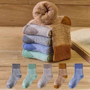 Barnstrumpor 5 par/Lot Children's Socks Winter Plus Velvet Thick Warm Terry-Loop Hosiery Baby Boys Girls Terry Socks Kids Socks 1-8 år 231016