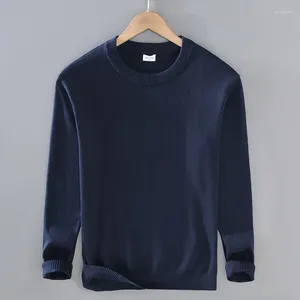 Herrtröjor Spring Autumn Knit Pullover Black Bottoming Sticked Top Men Elastic Ribbed O-Neck Slim Warm Comfort