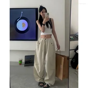 Kvinnors byxor Deeptown Parachute Cargo Women Korean Style Baggy Wide Leg Trousers Streetwear Oversize Sweatpants Female Harajuku Jogging