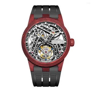 Armbandsur Haofa Carbon Fiber Flying Tourbillon Watch Hollow Automatic Luxury Mechanical Sapphire Waterproof för män 2330