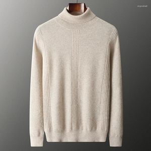 Camisolas masculinas inverno outono homens cabra cashmere malha pulôver grosso gola alta manga completa jumpers cor sólida roupas masculinas