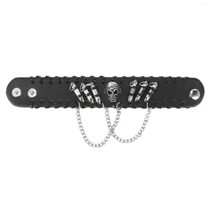 Ketten Schwarze Herren Gothic PU Leder Totenkopf Kette Armband Armbänder für Männer