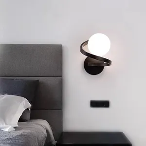 Wall Lamp Modern Glass Bedside Black Gold Light Nordic Simple Sconce Living Room Bedroom Hallway Decor Illumination Fixture