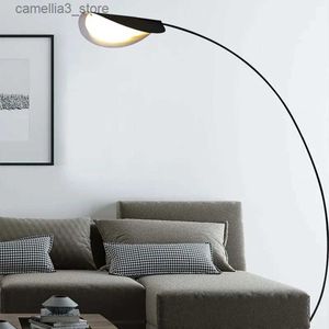 Zemin lambaları Nordic Siyah Parabolik Led Zemin Lambası Yatak Odası Başucu Çalışması Işık Yaratıcı Oturma Odası Dekorasyon Atmosfer Aydınlatma Q231016
