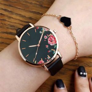 Armbandsur Watch For Womens Fashion Starry Sky Dial Armband Ladies Pu Leather Strap Quartz Girls Armwatch Montre Femme