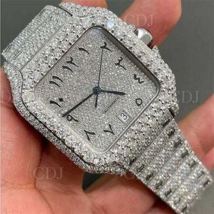男性/女性は腕時計を監視している豪華なカスタムブリングアイスホワイトゴールドメッキダイヤルクォーツラボ栽培ダイヤモンド男性リストl