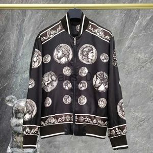 남성용 재킷 고품질 브랜드 레트로 초상화 프린트 그래픽 재킷 남자 지퍼 가루 야구 재킷 하이 스트리트 Manteau Homme Hiver Black x1016
