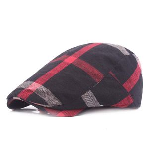 Unisex Colored Plaid Cotton Newsboy Caps Hats Flat Ivy Gatsby Cap Men Women Retro Berets Driving Casquette277G