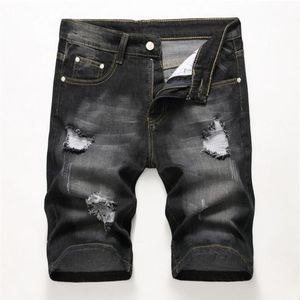 Homens magro rasgado denim shorts jeans designer angustiado branqueado estilista buracos retro calças curtas tamanho grande 42 calças jb3285j