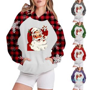 Kvinnors hoodies långärmad hoodie jultryck plåt huvtröja tröja