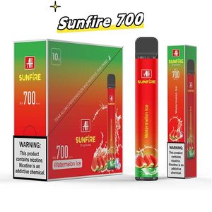 Fábrica de atacado TPD Registrado Sunfire 700 baforadas Caneta Vape Descartável 10 Sabores 20mg Mini Cigarro Eletrônico