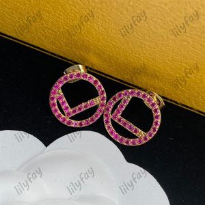 Designer Hoop Earrings Fashion Circle Earring For Women Studs Womens Luxury Jewelry Diamond F Letters Loop Stud Love Earring Weddi242e