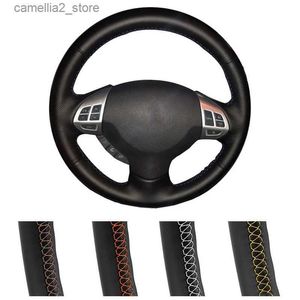 Steering Wheel Covers Car Steering Wheel Cover For Mitsubishi Lancer EX10 Lancer X Outlander ASX Colt Pajero Sport Artificial Leather Steering Wrap Q231016