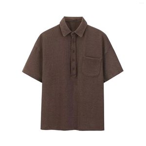 Herren-Polohemd, japanisches Waffel-Poloshirt, Hongkong-Stil, kleine Menschenmenge, hübsches, lockeres Retro-Cityboy-Arbeitskleidungs-Kurzarm-T-Shirt