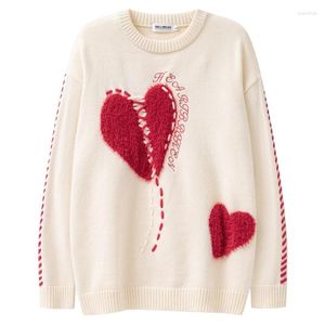 Мужские свитера 2023, мужской флокированный свитер с вышивкой Love Harajuku, модный вязаный мешковатый пуловер на шнурке, мягкий, сохраняющий тепло, унисекс