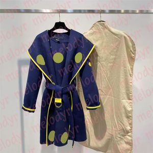 Letter Print Hooded Cloak Autumn Winter Warm Wool Coat with Belt Luxury Contrast Color Woolen Overcoat Long Style Cape