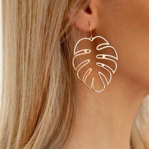 Hollow Monstera Leaf Dangle Earrings Women Ethnic Pineapple Brincos Statement Holiday Jewelry Gifts Lovely Flamingos earring238g