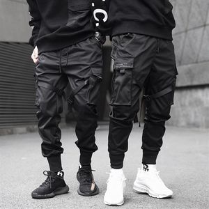 Pantaloni da uomo a blocchi di colore con nastri neri Pantaloni da jogging Harem con tasca nera Pantaloni sportivi Hip Hop Harajuku3258